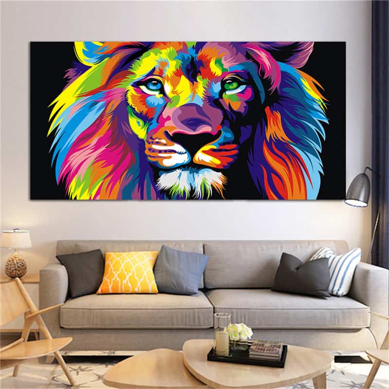 Colorful Lion Canvas Art | Artsare.com